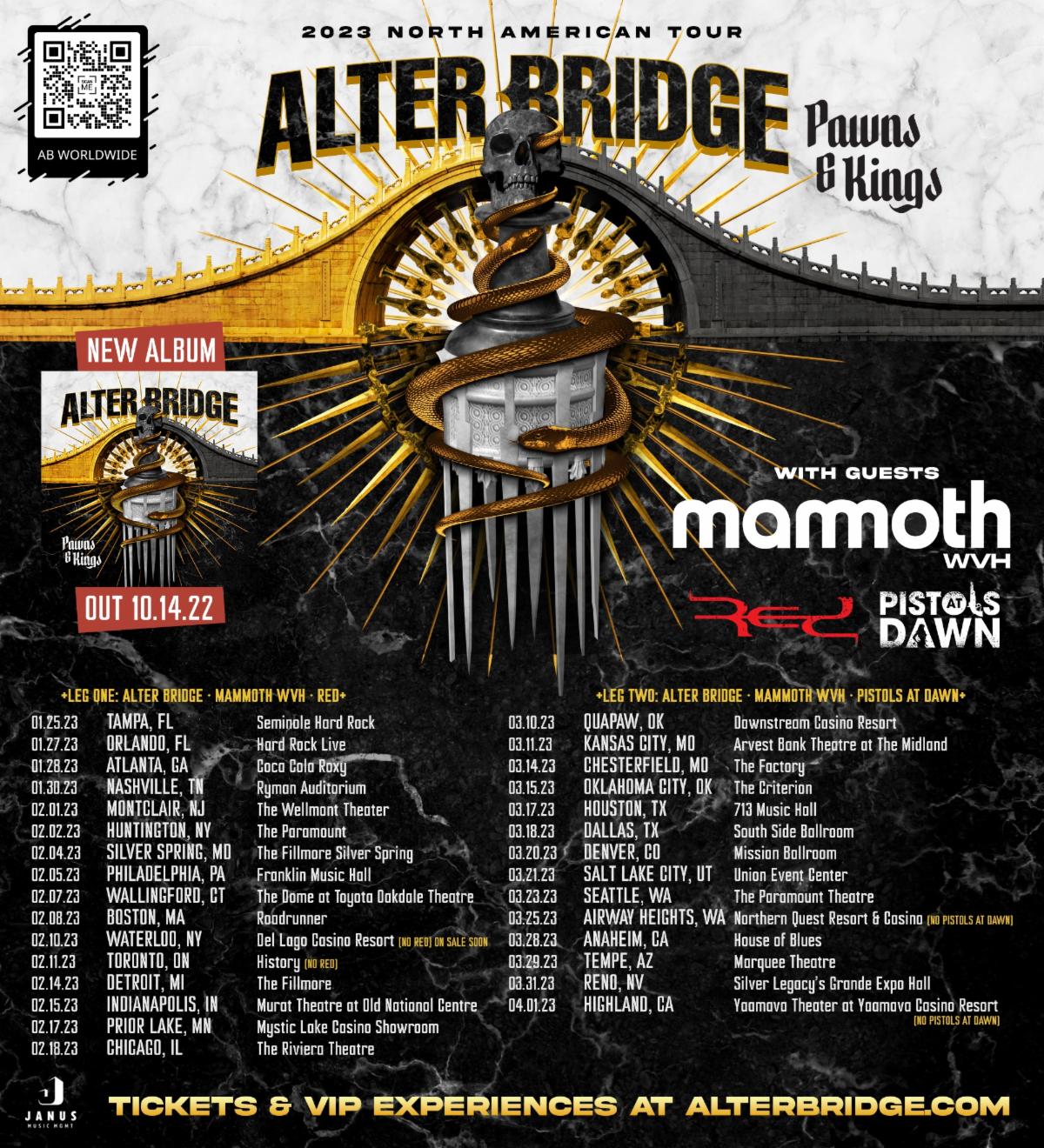 ALTER BRIDGE Announce 2023 North American Run Of Their “Pawns & Kings” Tour